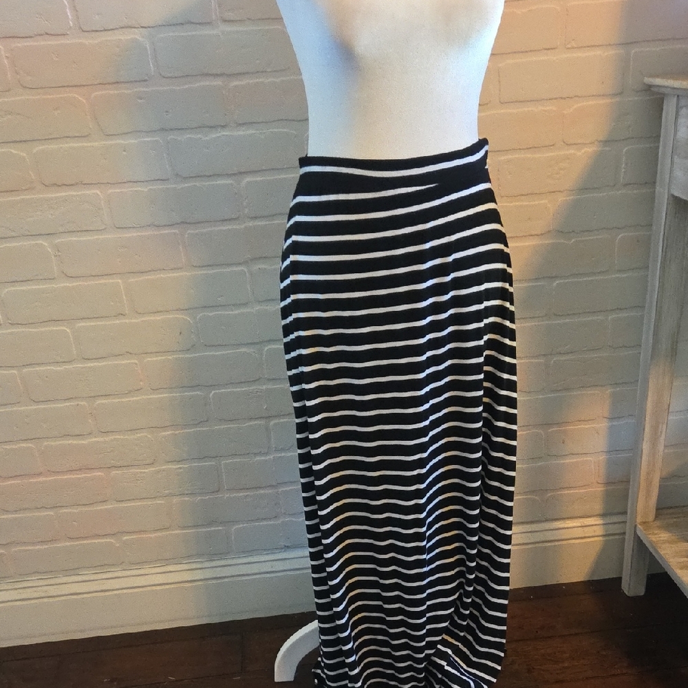 Black and White Striped Maxi Skirt - Classic Women’s Skirt